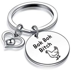 Chicken Mom Keychain Bok Bok Bitch Jewelry for Chicken Lady Gift