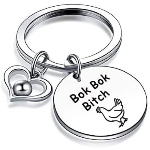 Chicken Mom Keychain Bok Bok Bitch Jewelry for Chicken Lady Gift