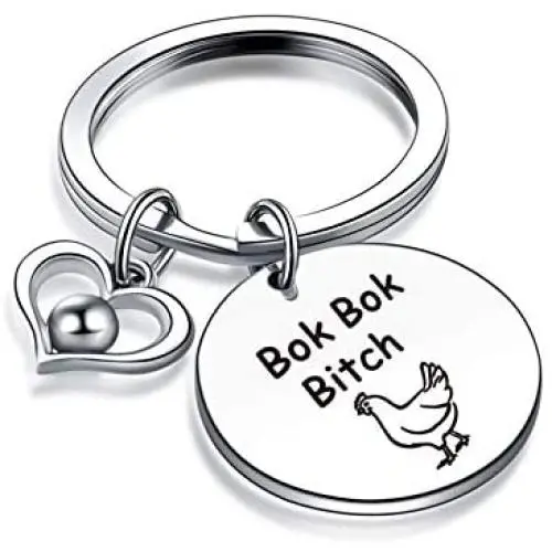 Chicken Mom Keychain Bok Bok Bitch Jewelry for Chicken Lady Gift