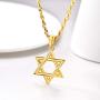 U7 Men Women Star of David Necklace, Stainless Steel 18K Real Gold Plated Jewish Israel Jewelry Pendant with Chain, 22-26 Inch, Customizable