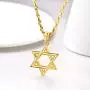 U7 Men Women Star of David Necklace, Stainless Steel 18K Real Gold Plated Jewish Israel Jewelry Pendant with Chain, 22-26 Inch, Customizable