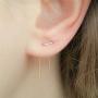 Minimalist double Piercing Earrings for Women Girls Men S925 Sterling Silver Bar Threader Dangle Drop Stud Tragus 2 Hole Lobe Bended Hook Fashion Personalized Hypoallergenic Jewelry Gold Plated