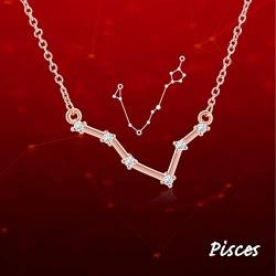 NEIQII Zodiac Constellation Necklace, Cute Necklaces, Rose Gold Necklaces for Women, Gift for Women Necklace Jewelry, 18 Inch