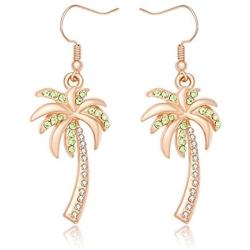 MANZHEN Crystal Beach Palm Tree Dangle Earrings Tropical Jewelry for Women