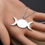 CENWA Triple Moon Goddess Symbol Pendant Necklace Symbol Alchemy Jewelry Wiccan Jewelry Alchemy Symbol Pendant Necklace