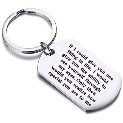 Zuo Bao Inspriational Gifts Graduation Keychain Dog Tag Keychain Gift to Son and Daughter If I Could Give You One Thing in Life