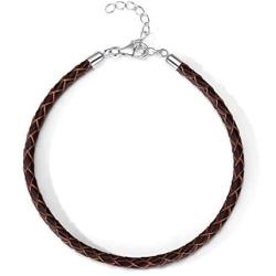 T400 Black Brown Red Pink White Bangle Charm Braided Bracelet Genuine Cowhide Leather Wristband for Unisex Women Men Beads Gift