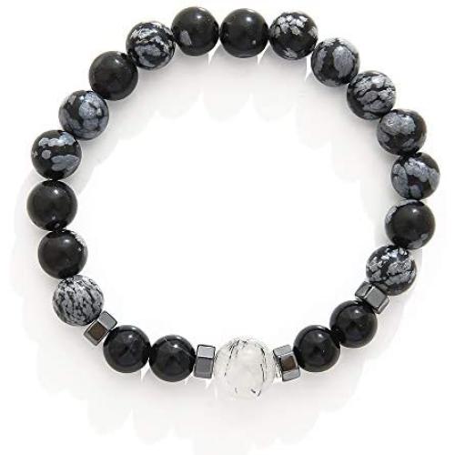 Mslamiso Black Beaded Mens Bracelet, Handmade Bracelets Jewelry Women Boho and Inspiration Jewellery Gift for Couples, Teen Girls