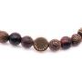 Mens Evil Eye Glass Senna Siameawood Mala Beads Stretch Bracelet Handcrafted in USA - Natural
