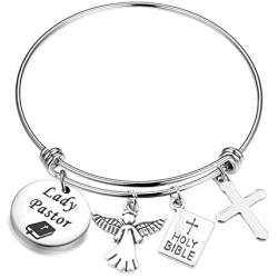 MAOFAED Gift for Pastor Lady Pastor Charm Bracelet Pastor Religious Jewelry for Her