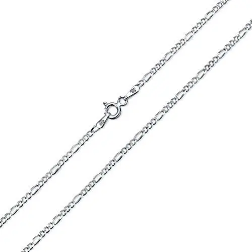 Thin 50 Gauge 1.5 MM 925 Sterling Silver Figaro Chain Necklace For Women Men Made In Italy Nickle-Free 16 18 20 24 Inch Thin 50 Gauge 1.5 MM 925 Sterling Silver Figaro Chain Necklace For Women Men Made In Italy Nickle-Free 16 18 20 24 Inch