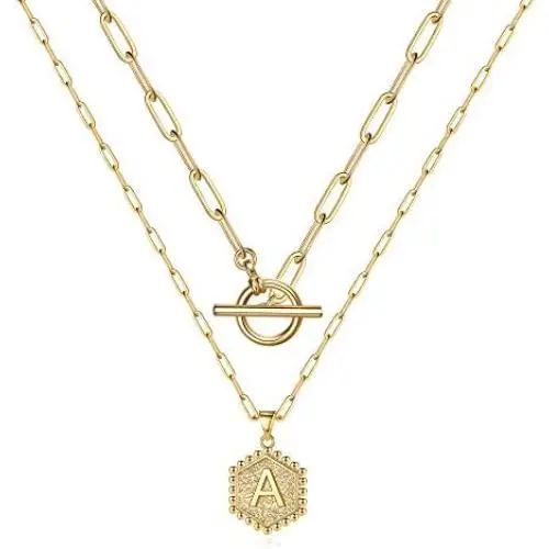 M MOOHAM Gold Initial Necklaces for Women, 14K Gold Plated Layered Initial Necklace Hexagon Pendant Toggle Clasp Layering Gold Chain Necklaces for Women Gold Layered Choker Necklaces for Women M MOOHAM Gold Initial Necklaces for Women, 14K Gold Plated Layered Initial Necklace Hexagon Pendant Toggle Clasp Layering Gold Chain Necklaces for Women Gold Layered Choker Necklaces for Women