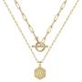 M MOOHAM Gold Initial Necklaces for Women, 14K Gold Plated Layered Initial Necklace Hexagon Pendant Toggle Clasp Layering Gold Chain Necklaces for Women Gold Layered Choker Necklaces for Women