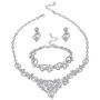 LOYALLOOK Silver-Tone Crystal Heart Bridal Bridesmaid Rhinestone Necklace Set Bracelet Dangle Earrings Wedding Prom Jewelry Sets