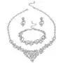 LOYALLOOK Silver-Tone Crystal Heart Bridal Bridesmaid Rhinestone Necklace Set Bracelet Dangle Earrings Wedding Prom Jewelry Sets