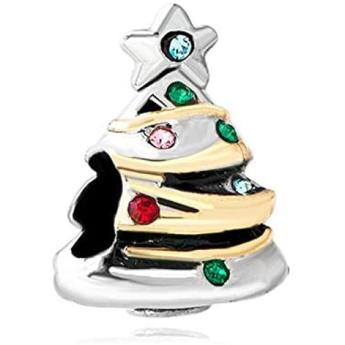 LovelyCharms Christmas Tree Charm Beads for European Bracelets