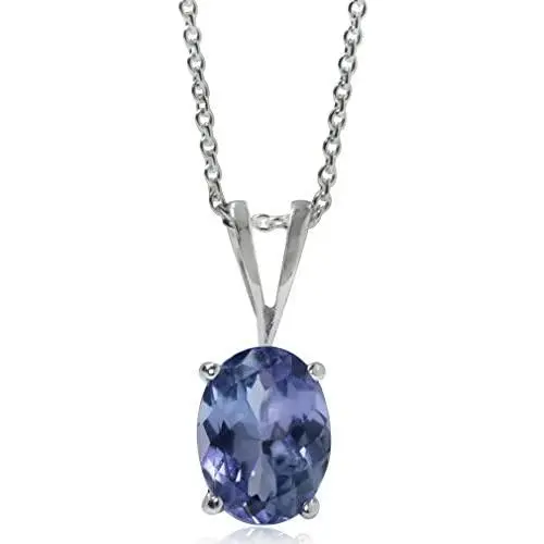 Silvershake 1.32ct. Genuine Tanzanite 925 Sterling Silver Solitaire Pendant with 18 Inch Chain Necklace Silvershake 1.32ct. Genuine Tanzanite 925 Sterling Silver Solitaire Pendant with 18 Inch Chain Necklace