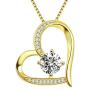 Heart Necklace 5A Cubic Zirconia Love Necklace 14k Yellow Gold Plated Pendant Necklaces for Women