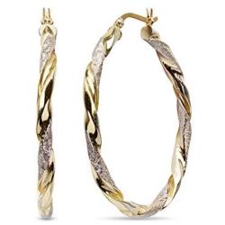 LeCalla Sterling Silver Jewelry Two Tone Light Weight Italian Design Hoop Earrings for Women