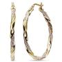 LeCalla Sterling Silver Jewelry Two Tone Light Weight Italian Design Hoop Earrings for Women