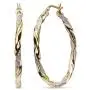 LeCalla Sterling Silver Jewelry Two Tone Light Weight Italian Design Hoop Earrings for Women