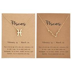 2Pcs Zodiac Necklace for Women 12 Constellation Necklace Zodiac Sign Horoscope Necklaces Zodiac Jewelry Gift