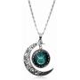 JczR.Y Hollow Crescent Constellation Necklace Pendant Time Gemstone Luminous Glow Long Sweater Chain Necklace Jewelry Fashion
