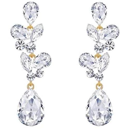 Scarlvambo Party Dangle Earrings Teardrop Womens Austrian Crystal Pierced