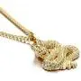 Mens Necklace Iced Out Micro Paved CZ 18K Gold Plated Dragon Pendant Necklace with Stainless Cuban Link Chain Hip Hop Jewelry