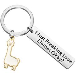 ENSIANTH I Just Freaking Love Llamas Okay Keychain Llamas Lover Gifts Funny Alpaca Gifts for Friend Animal Positive Jewelry