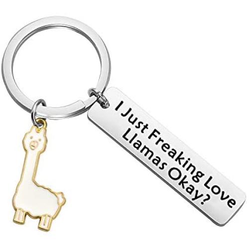 ENSIANTH I Just Freaking Love Llamas Okay Keychain Llamas Lover Gifts Funny Alpaca Gifts for Friend Animal Positive Jewelry