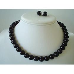 Large Faux Pearl Necklace and earring set (Black) By Millennium Design