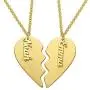 Personalized Broken Heart Necklace Couples Jewelry for Boyfriend Girlfriend- Precious Metal Silver 925 or 10K Gold Engraved Couple Pendant Valentine Day Love Gift
