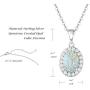 October Birthstone Sterling Silver White Opal Necklace/Earrings Oval Halo Pendant Stud Leverback Dangle Cubic Zirconia CZ Fire Opal Fine Jewelry for Women