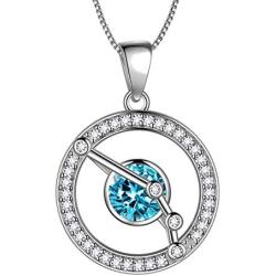 Aurora Tears Zodiac Constellation Necklaces Women 925 Sterling Silver Crystal Birthstone Pendant Cubic Zirconia Birth Jewelry Charm Dating Jewelry
