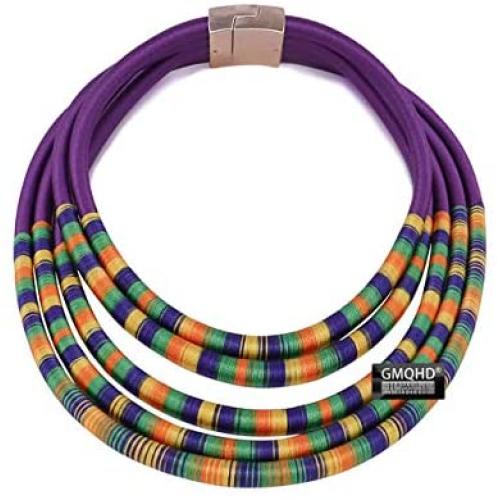 GMQHD African Magnetic Choker for women,Chunky Bib Statement Torque Clasps Multi Layers Tribal Collar Necklaces,Fashion Jewelry Sets Best Friend Gift Box.