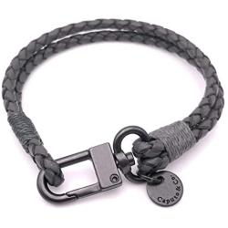 Mens Craftman Braided Leather Bracelet Handcrafted in USA - Dark Gray