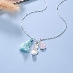 OFGOT7 Handmade Easter Bunny Tassel Necklace,Funny Rabbit Ornament Necklace Gifts for Girls Women,Easter Party Jewelry