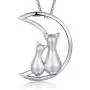 ZowBinBin Cat Necklace - Naughty Cute Lucky Cat Pendant Necklace, 18K White Gold Plated Sterling Silver Cat Pendant for Women, Fashion Cat jewelry Necklace Great Gifts for Lover, Family