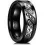 King Will GEM 8mm Black Fiber Paper with Zircon inlay Titanium Ring Comfort Fit Wedding Band King Will GEM 8mm Black Fiber Paper with Zircon inlay Titanium Ring Comfort Fit Wedding Band