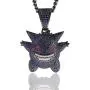 Starryinter Hip Hop Bubble Bling Iced-Out Blue Or Purple Gengar Pendant Necklace 24-inch Rope Chain Starryinter Hip Hop Bubble Bling Iced-Out Blue Or Purple Gengar Pendant Necklace 24-inch Rope Chain