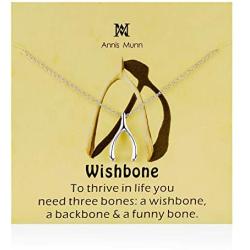 Annis Munn Good Luck Wishbone Necklace – 925 Sterling Silver Wishbone Pendant,Valentines Day and Mothers Day Jewelry Birthday Gift for Women and Girls