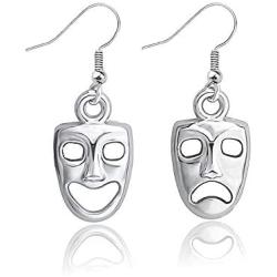 Gzrlyf Comedy and Tragedy Mask Earrings Drop Dangle Earrings Drama Masks Jewelry Theater Gifts