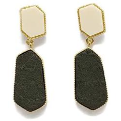 ECCLAVE Figure Acrylic&Leather Gold-plated Bass Hypoallergenic Stud Dangle Earrings for Women
