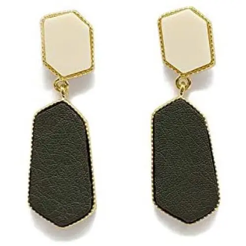 ECCLAVE Figure Acrylic&Leather Gold-plated Bass Hypoallergenic Stud Dangle Earrings for Women
