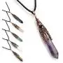 Ylwjewelry Chakra Stone Pendant Necklace,Natural Gemstone Crystals Bronze Hexagonal Pointed Necklaces for Women Men Hand Made Exquisite Elegant Unisex Pendant Necklace