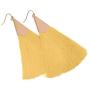 Bohemian Silky Thread Fan Fringe Tassel Statement Earrings - Lightweight Strand Feather Shape Long Dangles