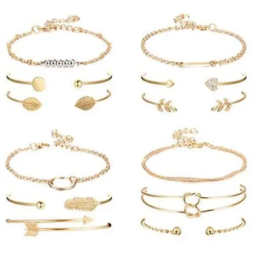 Udalyn 12Pcs Layered Bracelet Set for Women Multiple Stackable Open Cuff Wrap Bangle Bracelet Set Leaf Arrow Feather Knot Bracelets Jewelry Adjustable Udalyn 12Pcs Layered Bracelet Set for Women Multiple Stackable Open Cuff Wrap Bangle Bracelet Set Leaf Arrow Feather Knot Bracelets Jewelry Adjustable