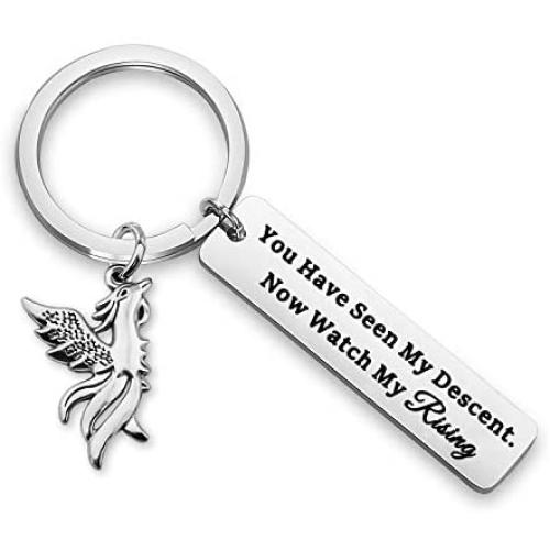 WUSUANED Inspirational Keychain You Have Seen My Descent Now Watch My Rising Phoenix Bird Jewelry