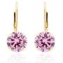 Quality Jewels 14k Gold Earrings, Yellow Gold Dangle Earrings with Round Cubic Zirconia Stone and Easy-to-Use Secure Leverback Clasp
